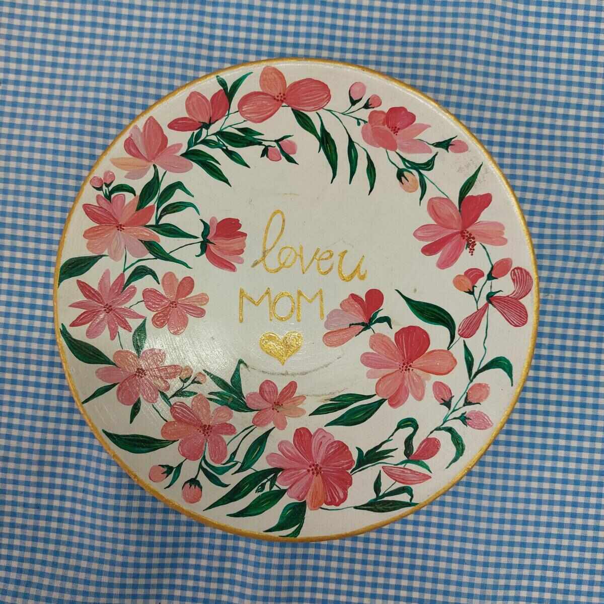 دیوارکوب سفالی طرح لاو یو مام(LOVE YOU MOM) با طرح شکوفه  در میداشاپ فروشگاه اینترنتی