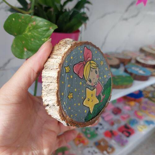 تابلو نقاشی دختر ستاره ای چوبی میداشاپ فروشگاه اینترنتی میداپس